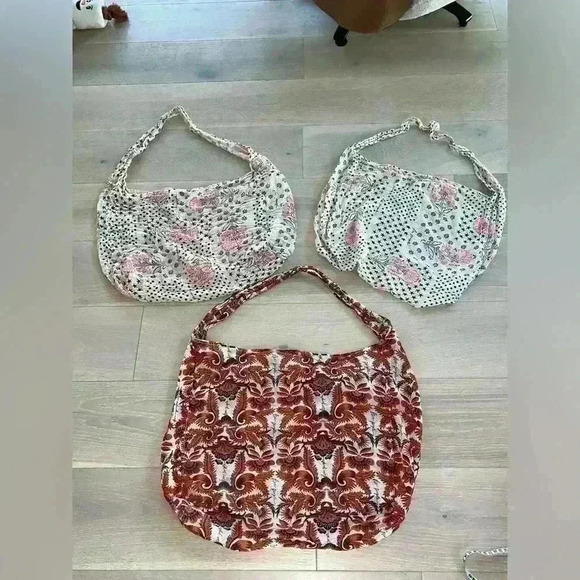 Free People lot of 3 Cotton Muslin Reusable Tote Bags - Picture 2 of 8